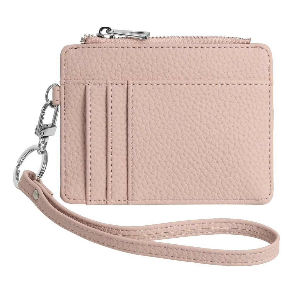 6664 Credit Card Wallet with Keychain Wristlet Strap, PU Leather Card